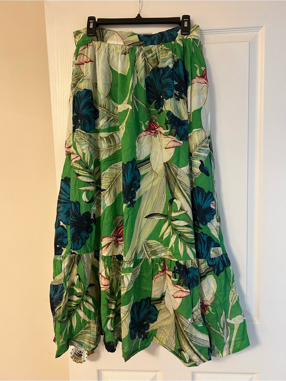 Ann Taylor Green Tropical Floral Maxi Skirt